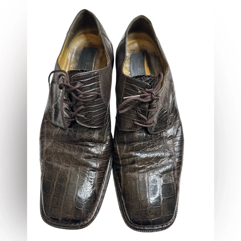 Mezlan Platinum Brando Brown Crocodile Mens Shoe Size 10.5